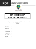 Cover Page for Industrial Placement Report