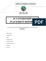 Cover Page For Industrial Placement Report