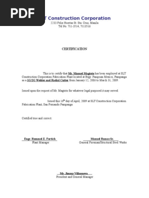 Certification