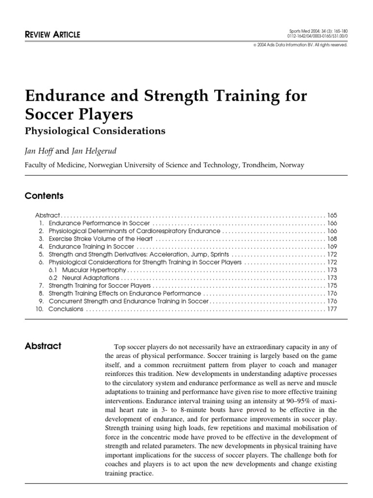 Endurance & Strength Training for Soccer | PDF