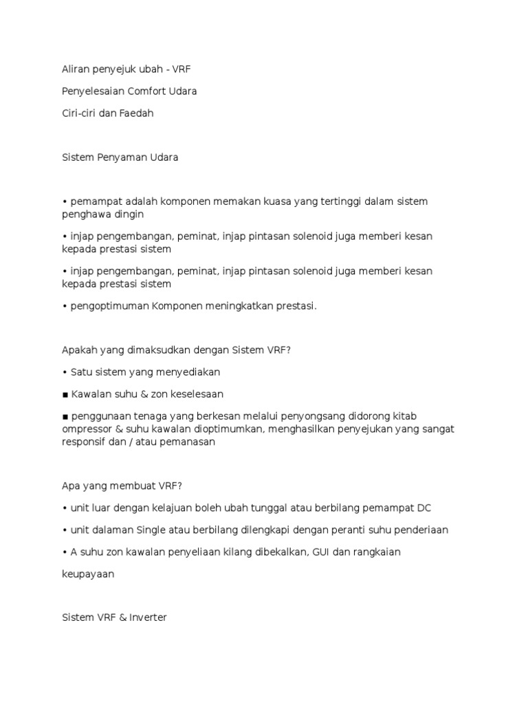 Aliran Penyejuk Ubah Vrf Real Bm Pdf