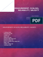 Measurement: Scaling, Reliability and Validity