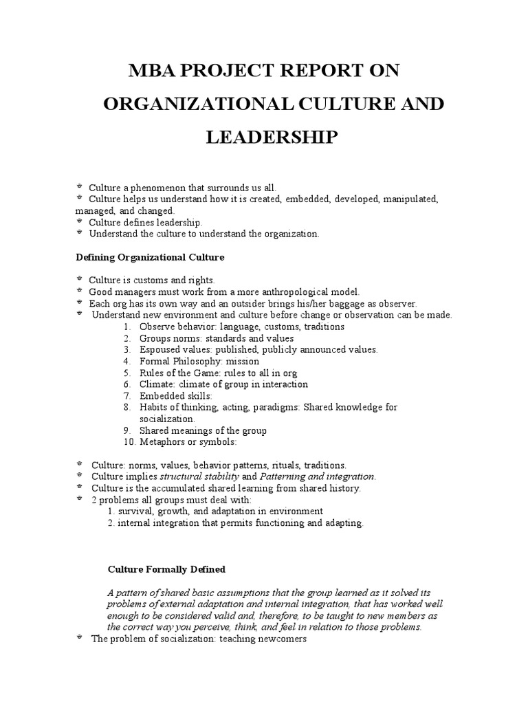 mba-project-report-on-organizational-culture-organizational-culture