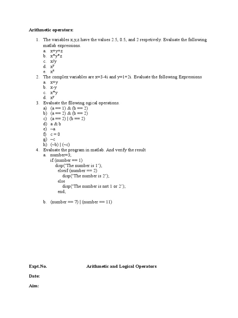 Arithmetic and Logical Operators | PDF