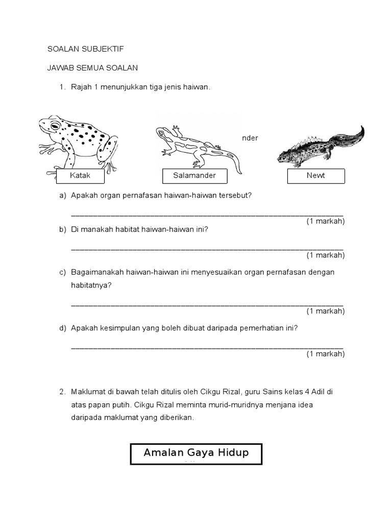 Kertas 2 Sains Tahun 4 Pdf