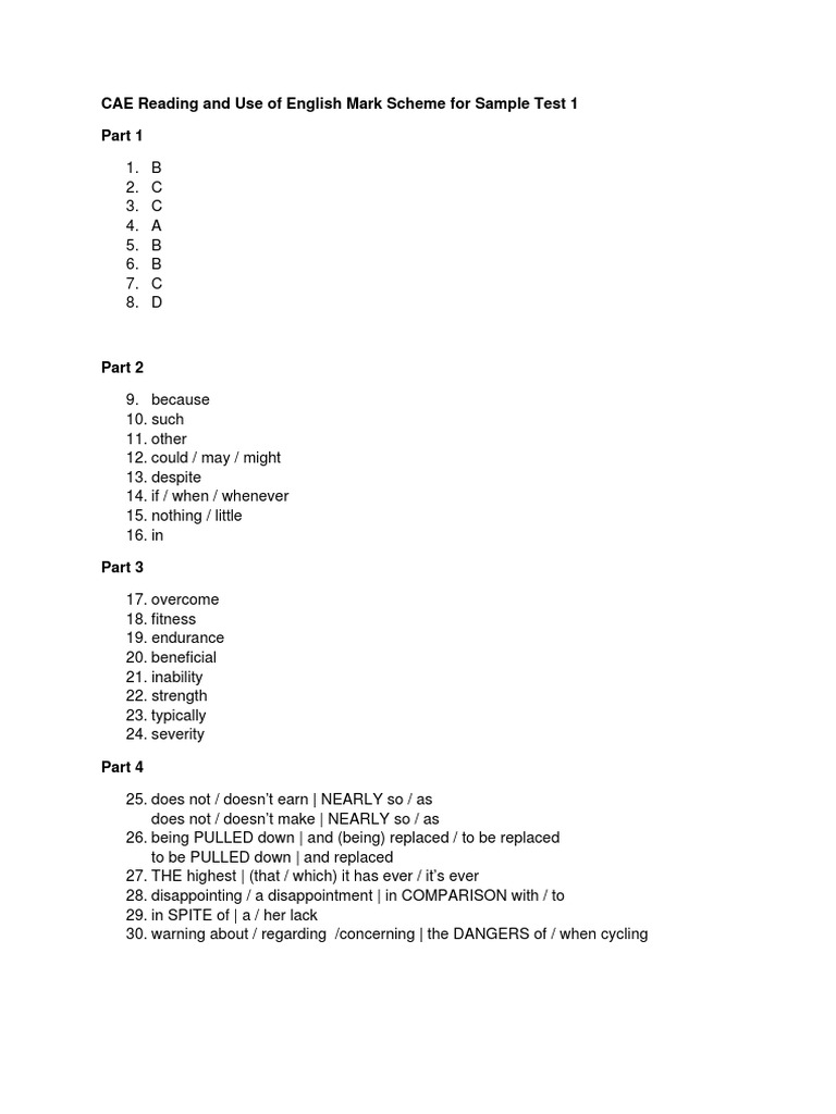Cae Reading And Use Of English Part 7