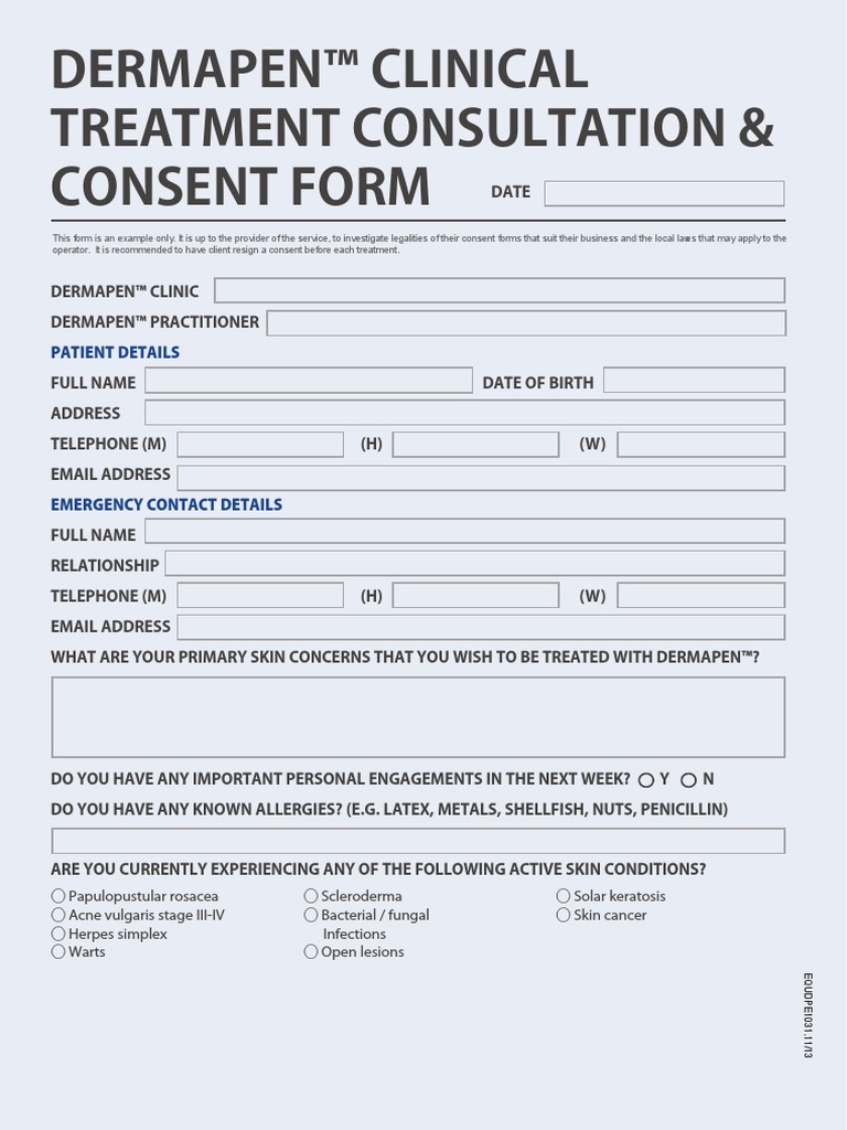 Dermapen Consent Form Equdpe1031 | PDF | Dermatology | Health Sciences