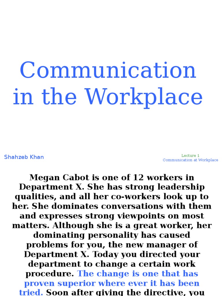Communication in The Workplace | PDF
