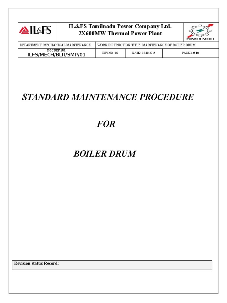 boiler drum Standard operating procedure | Personal Protective ...