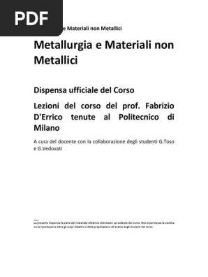 Dispensa Metallurgia