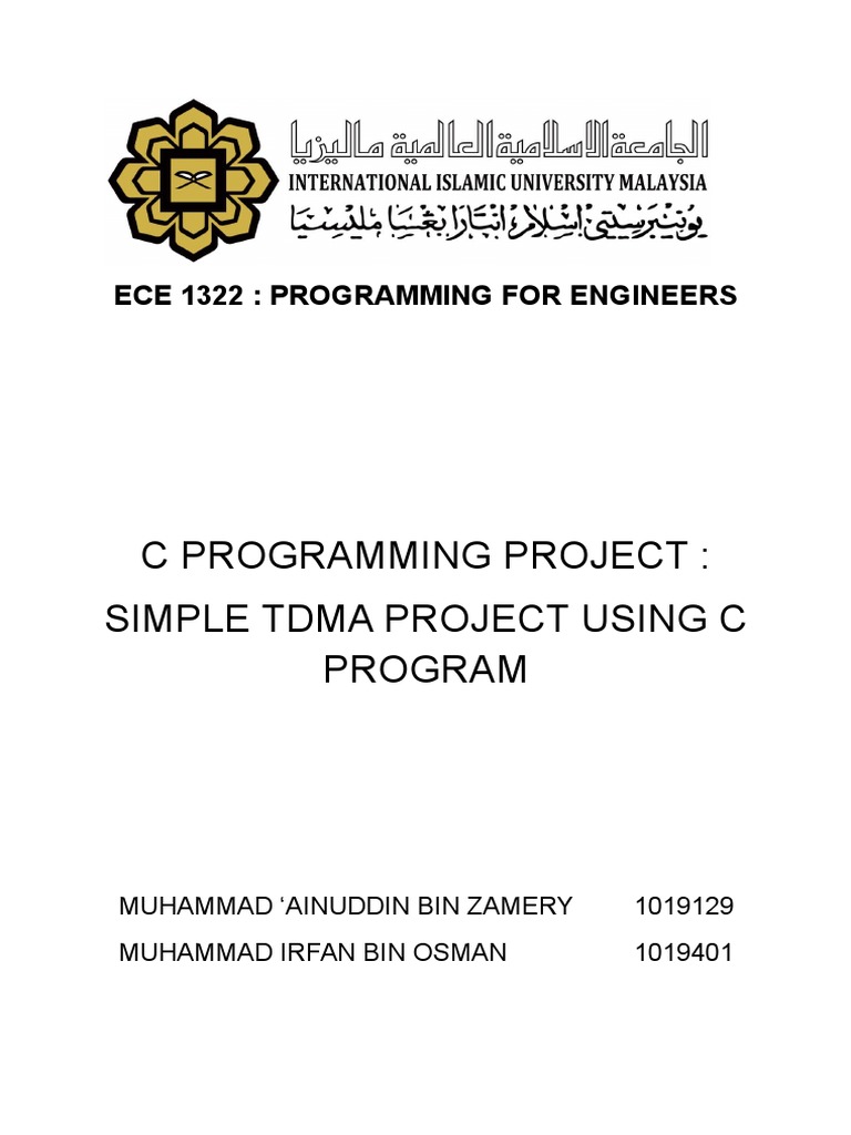 C Programming Project: Simple Tdma Project Using C Program: Ece 1322 ...