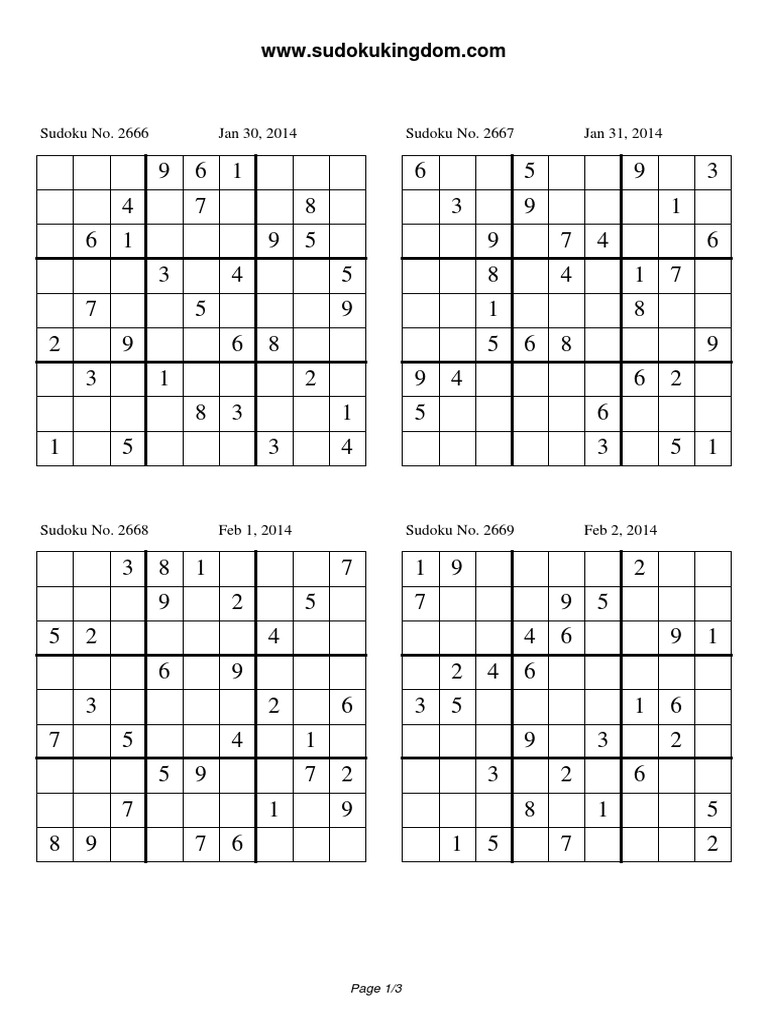 sudoku puzzles of the week | pdf