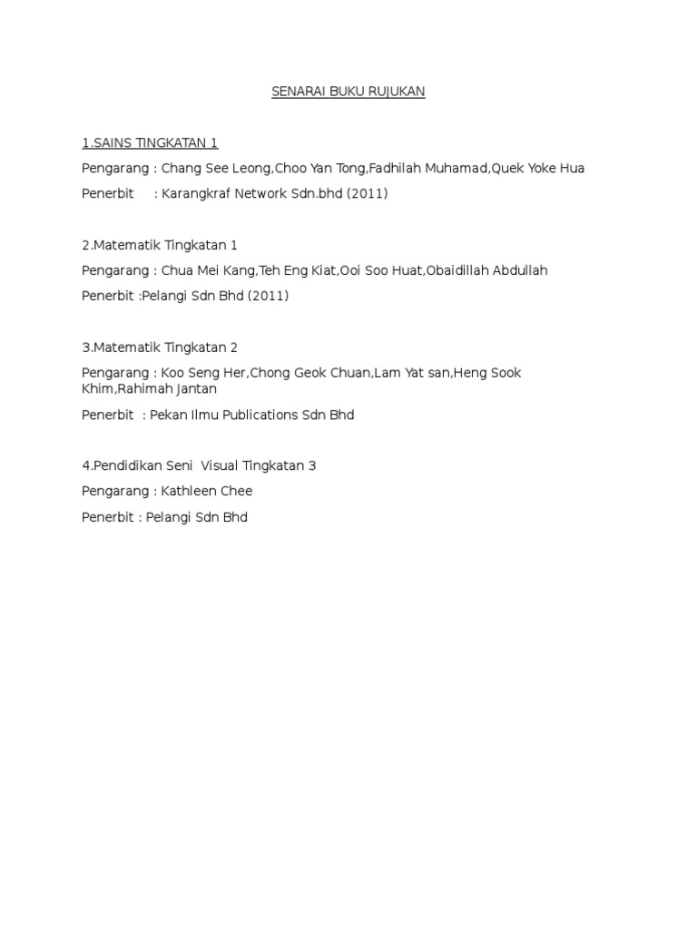 Senarai Buku Rujukan | PDF