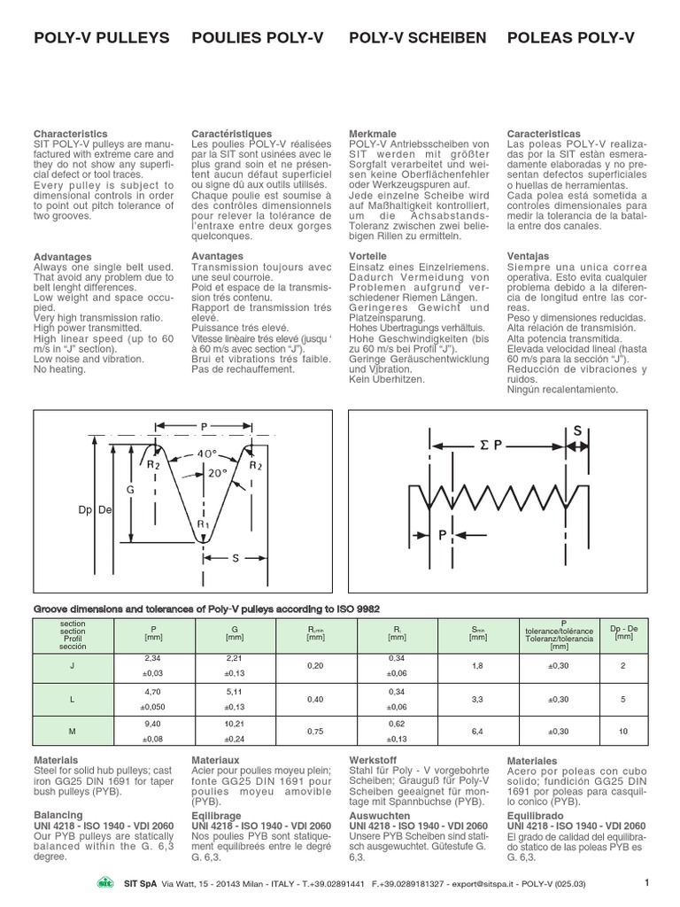 Poly V Belt Specs