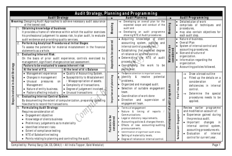 Audit Strategy and Planning Guide | PDF | Internal Control | Business