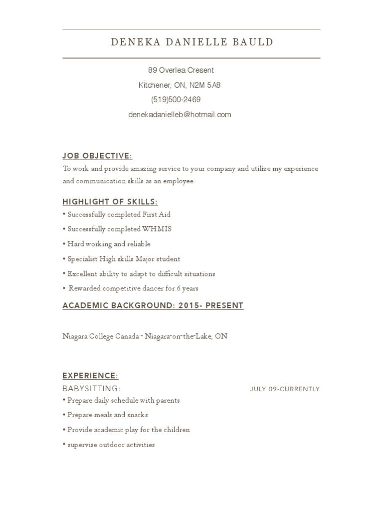 Skills and Experience Summary Resume | PDF