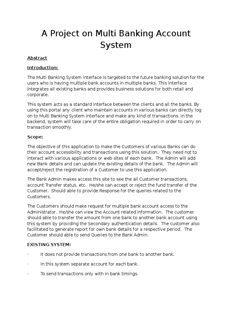 Multi Banking Account Management System | PDF