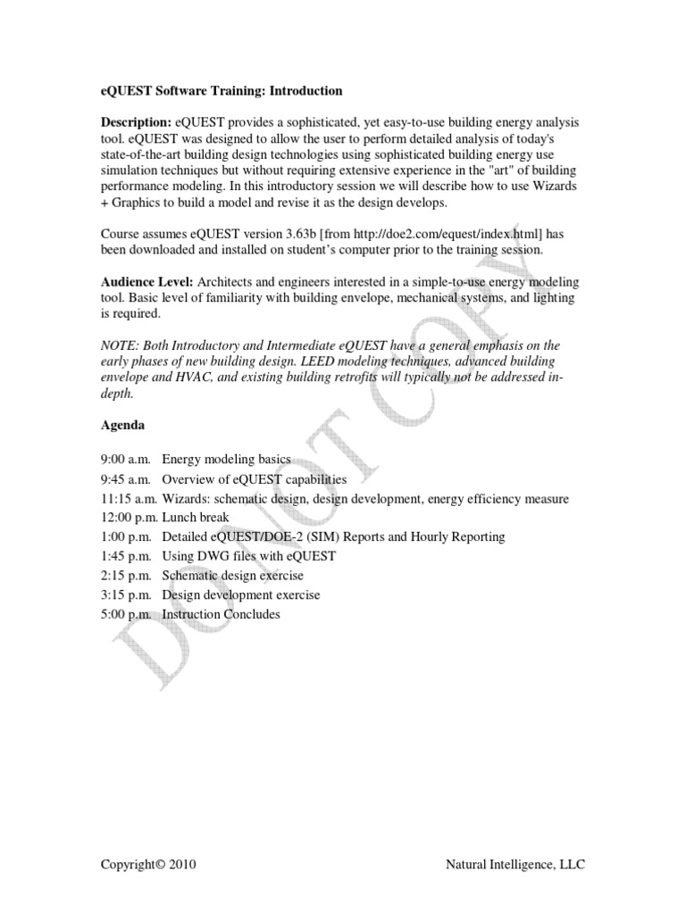 EQUEST Software Training Introductory 1 Day Course | PDF