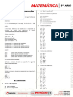 Matematica 6 Ano LisPOTENCIAÇÃO E RADICIAÇÃO ta de Matematica 2 Bim