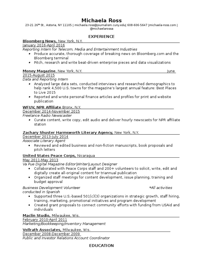 Michaela Ross Resume | PDF | Social Science