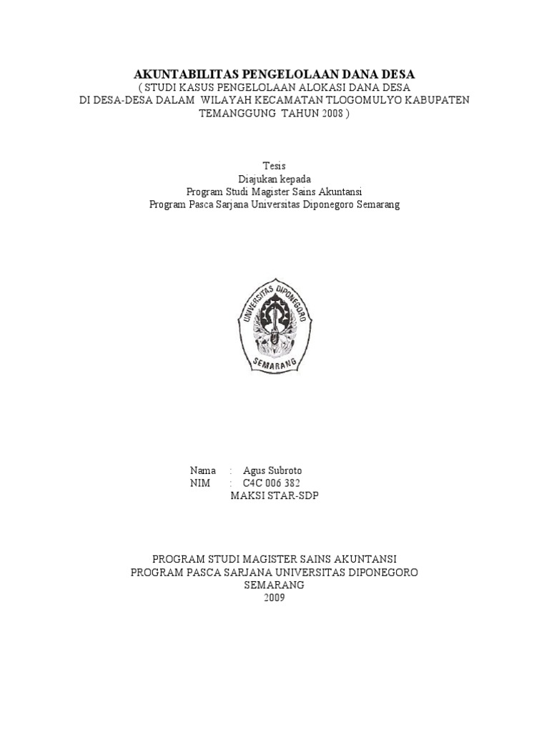 Akuntabilitas Pengelolaan Dana Desa Pdf