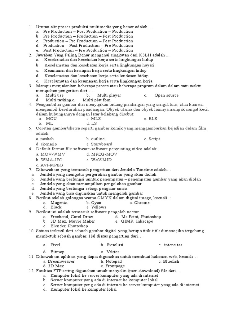 Soal Uas MM Kelas Xii PDF