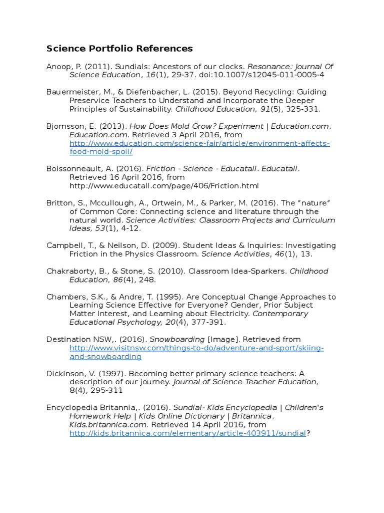 science assignment 1 references Science Education Science