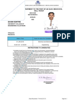 Exam Centre: Direct Recruitment To The Post of Ae Elec/ Mech/Civil Hall Ticket