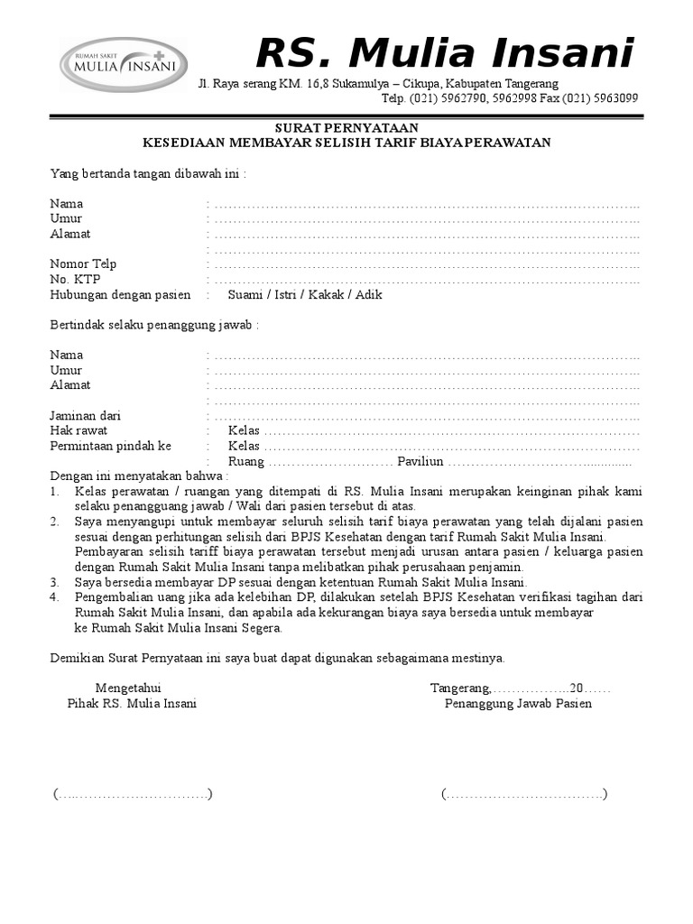 Surat Pernyataan Bpjs