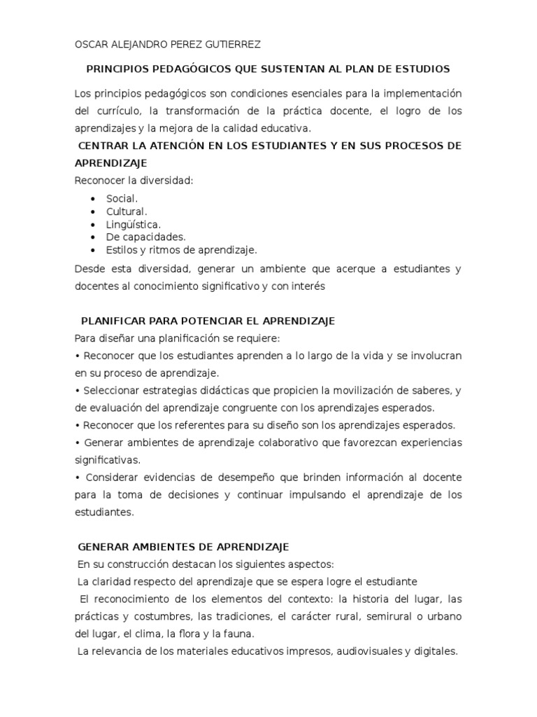Principios Pedagógicos CONAFE | PDF | Plan de estudios | Aprendizaje