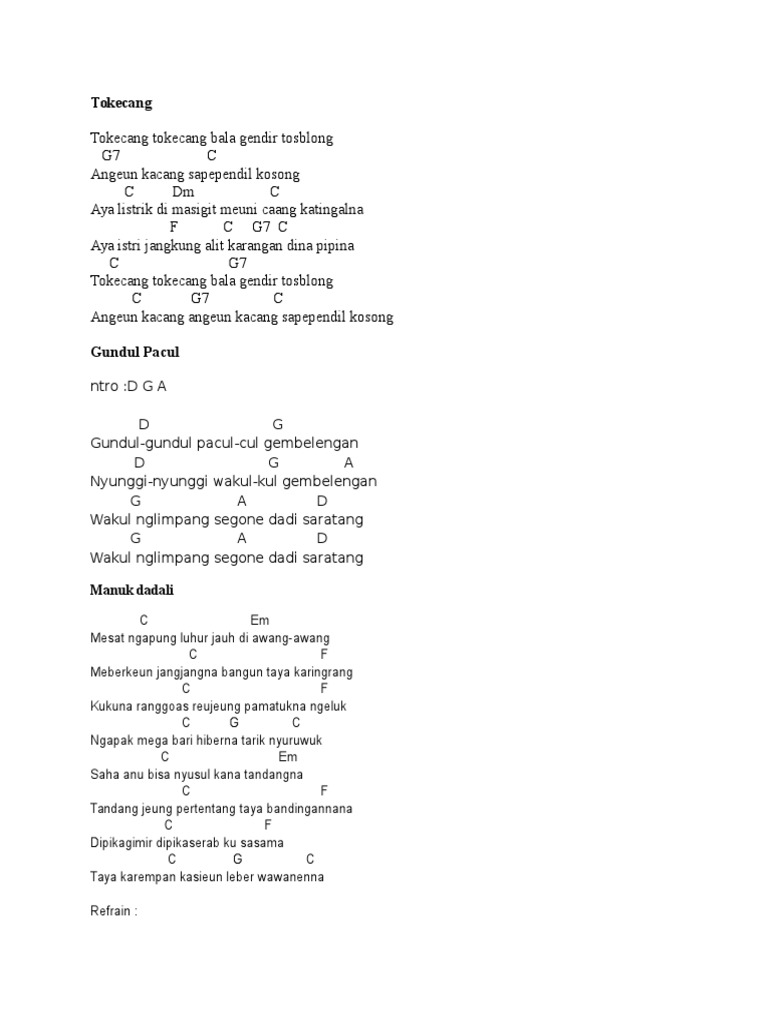 Lirik Lagu Dan Chord Gitar Lagu Daerah | PDF