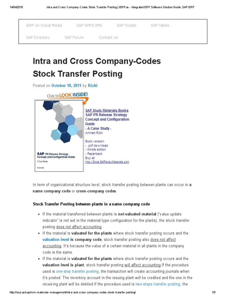 Intra & Cross Company Stock Transfers | PDF | Debits And Credits ...