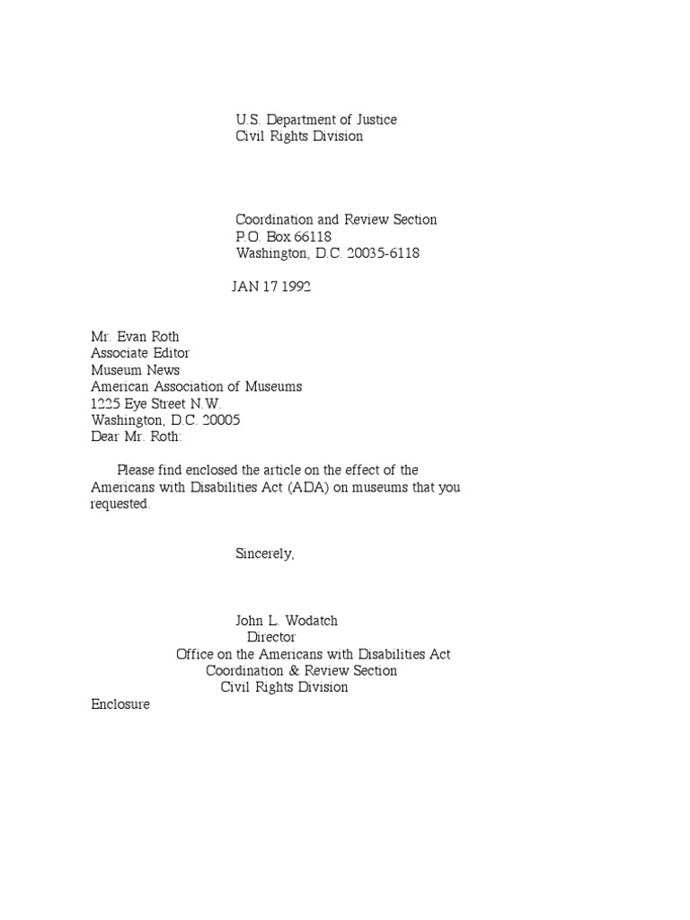 US Department of Justice Civil Rights Division - Letter - Tal002 | PDF ...