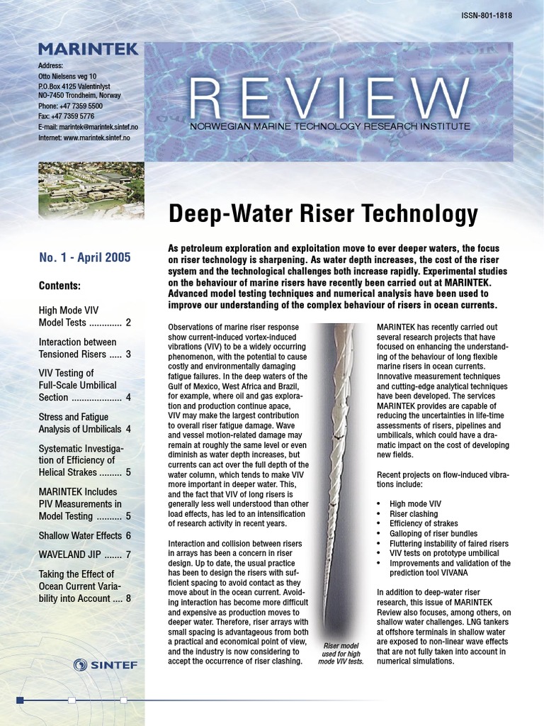 Deepwater Riser VIV Research Insights | PDF | Fatigue (Material) | Waves
