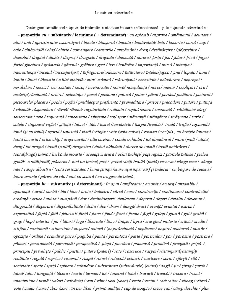 Locutiuni Adverbiale | PDF