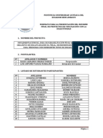 Formato Para Informe Final Proyectos de Vinculación Con La Colectividad 2015