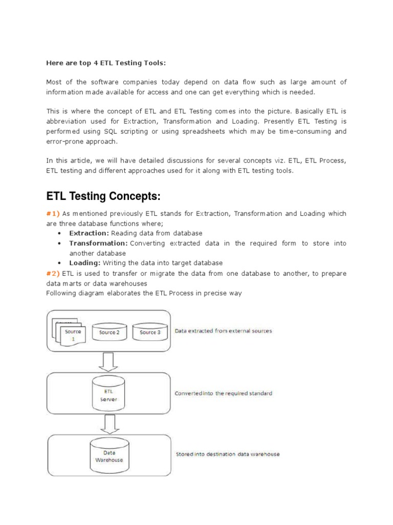ETL Testing Tools | PDF | Databases | Software Testing