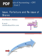 Introduction to Issue Forfeiture and Reissue of Shares