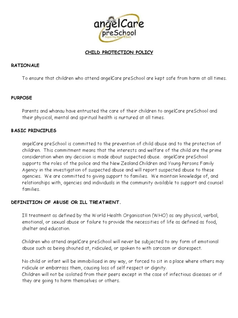 Child Protection Policy | PDF | Child Abuse | Preschool