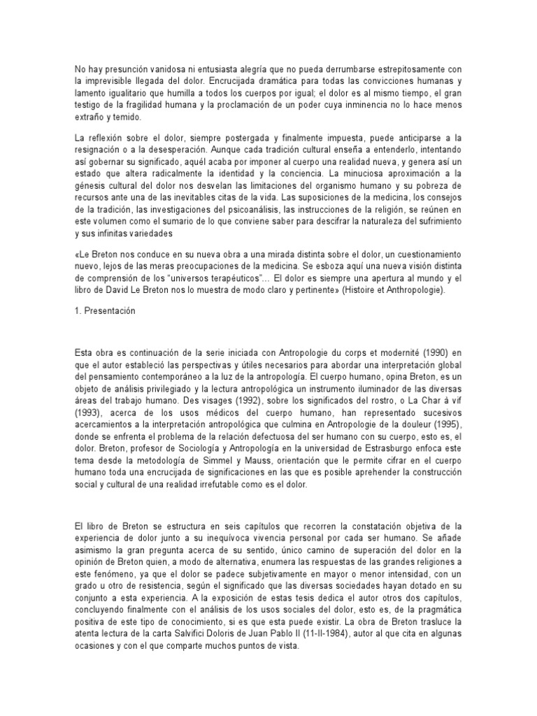 Antropología Del Dolor . | PDF | Sufrimiento | Dolor