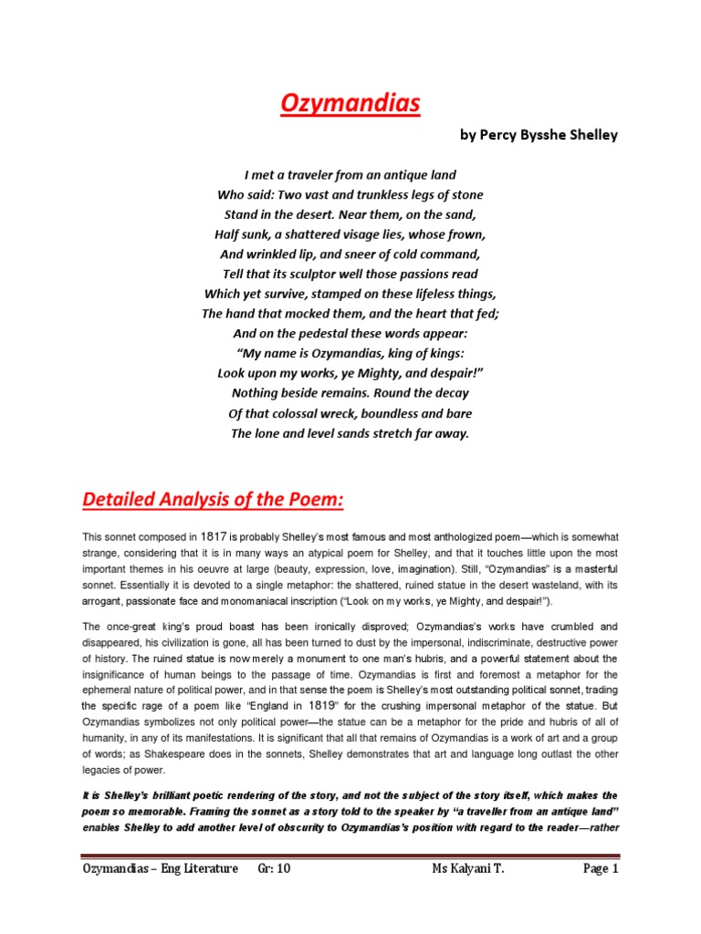ozymandias poem essay pdf