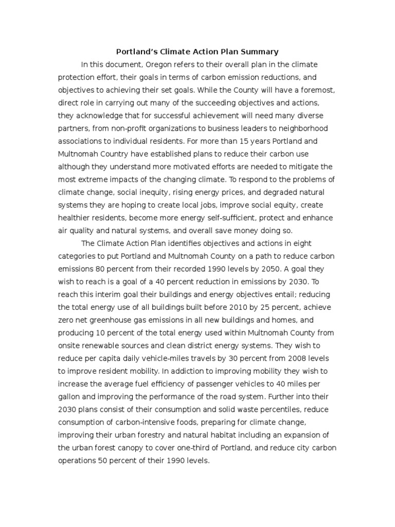 Portland and San Diego Climate Plans Summary | PDF | Greenhouse Gas ...