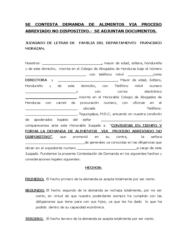 Se Contesta Demanda de Alimentos Lawsuit Social