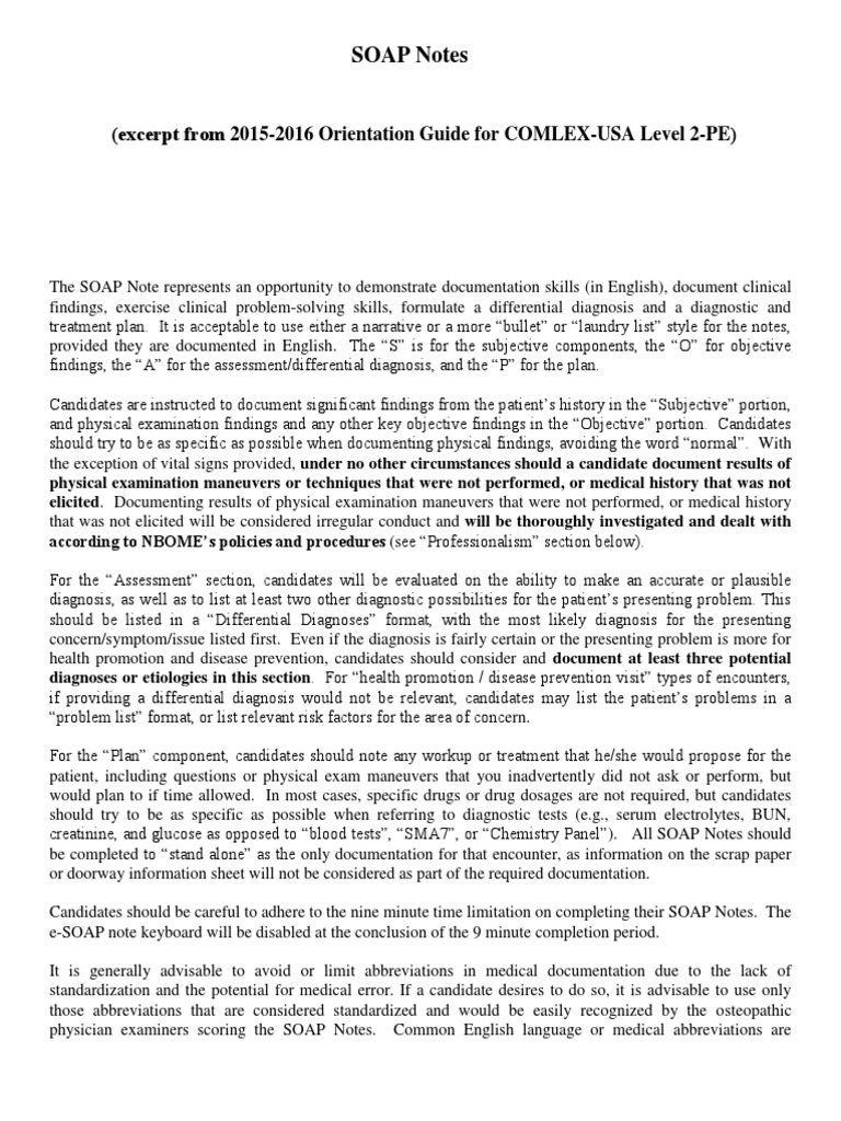 SOAP Note Directions & Abbreviations Medical Diagnosis Differential