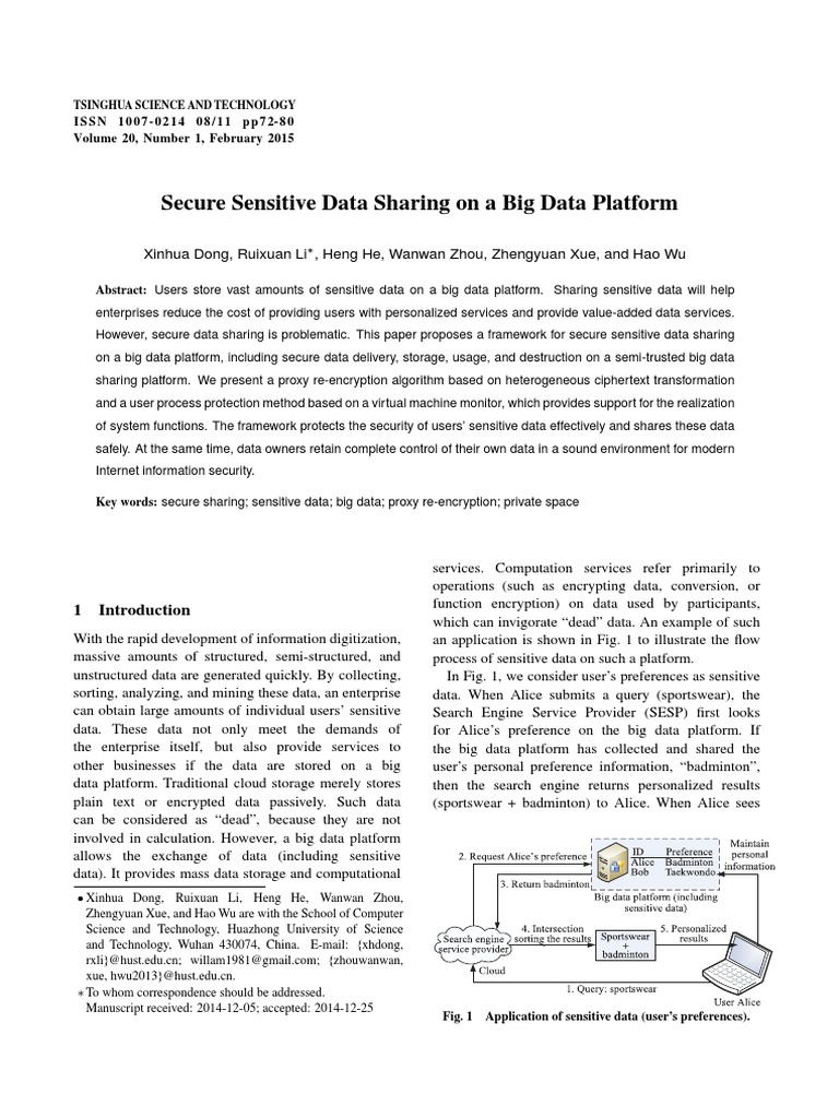 Secure Sensitive Data Sharing On A Big Data Platform | PDF | Key ...
