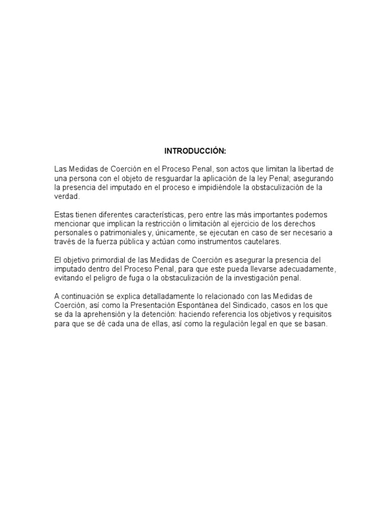 Las medidas de coerción en el proceso penal definiciones