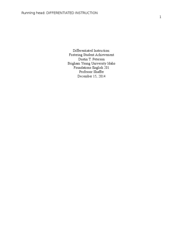 Differentiated Instruction for Student Success | PDF | Differentiated ...