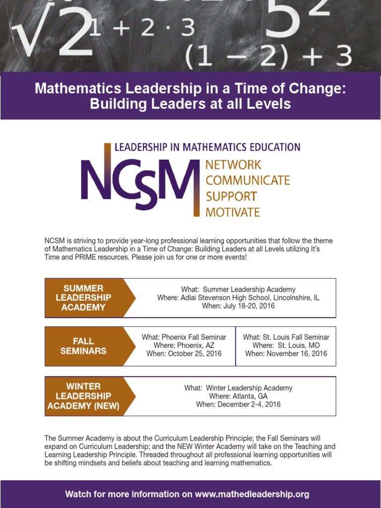 Mathematics Leadership Events 2016 | PDF | Cognition | Educational ...