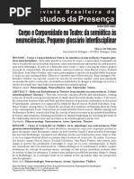 Corpo e Corporeidade No Teatro - Da Semiótica Às Neurociências. Pequeno Glossário Interdisciplinar.