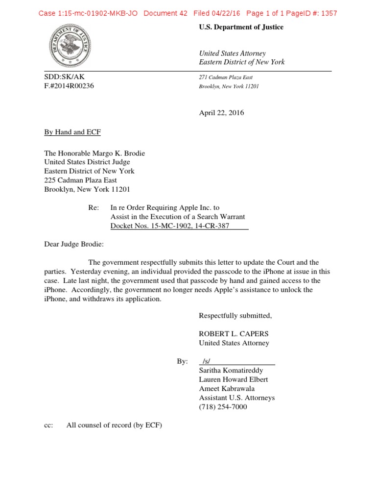 United States Attorney Eastern District of New York U.S. Department of